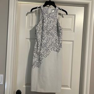 White and black midi halter dress